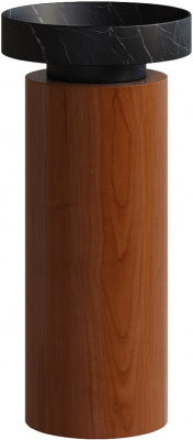 Раковина Ø40 см на пьедестале ArmadiArt Sole Corian (801-NM+801-Base-Rwood), красное дерево/nero mar